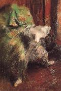 Edgar Degas woman witb a gren iutu Spain oil painting artist